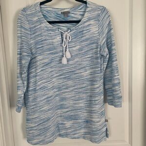 Talbots Light Blue and White Textured Tunic